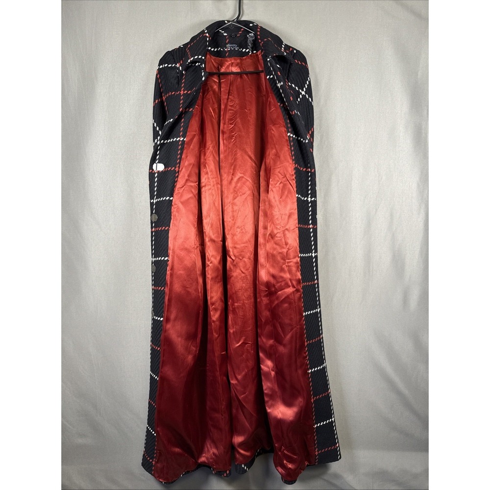 Vintage Lord & Taylor Identity Black Red White Diamond Wool Blend Coat Luxury 6 - Picture 5 of 16